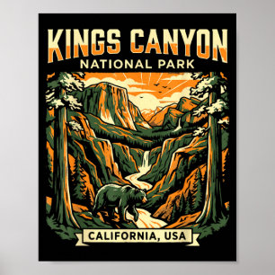 Póster aventura en el parque nacional vintage Kings canyo