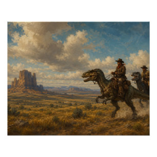 Póster Aventura Épica de Dinosaurios en el Salvaje Oeste