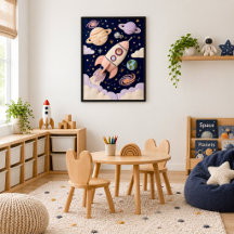 Aventura Espacial Pastel Caprichosa Niña Cohete