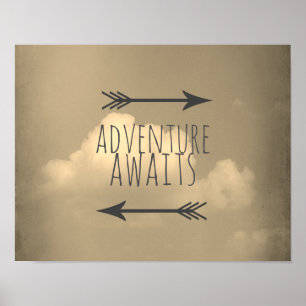 Póster aventura espera el cielo y la nube de color poster