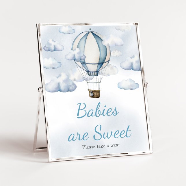 Póster Aventura espera globos de aire caliente Los bebés  (Adventure Awaits Baby Shower Babies are Sweet Sign)