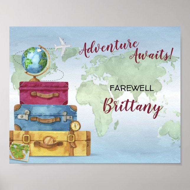 Póster Aventura espera maletas hasta despedida Fiesta en  (Frente)