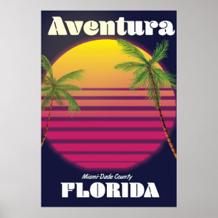 Póster Aventura Florida USA Afiche de viaje de los 80