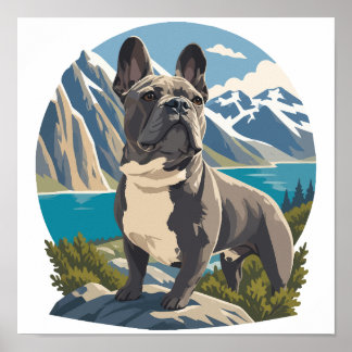 Póster Aventura majestuosa del lago de montaña con Bulldo