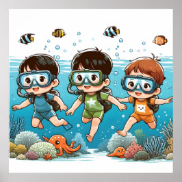 Póster Aventura Submarina con Amigos