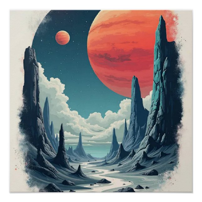 Póster Aventura Universa: Engrosando el arte espacial par (Anverso)