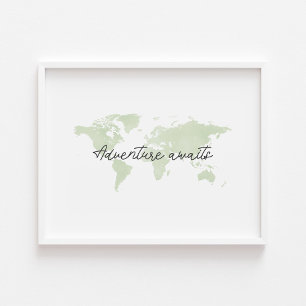 Póster Aventura verde claro espera huella de paisaje