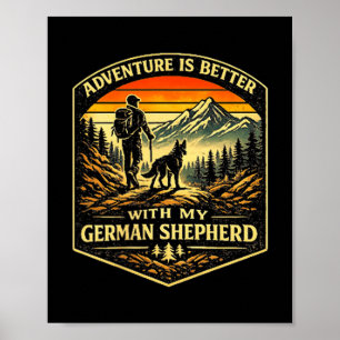 Póster Aventurarse mejor con perro de senderismo pastor a