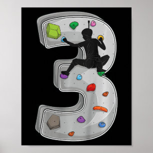 Póster Aventuras de escalada en roca de 3 años Cumpleaños