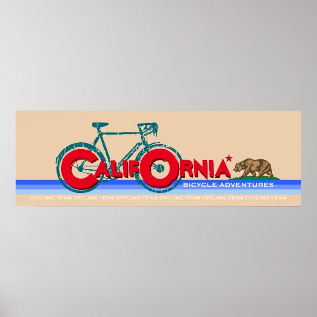 Póster Aventuras para bicicletas de California (Frente)
