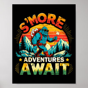 Póster Aventuras Smor esperan divertido bigfoot camping