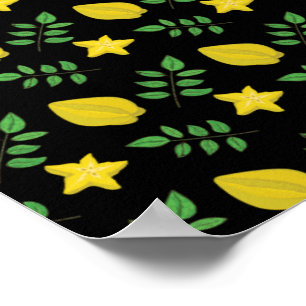 Póster Averrhoa Carambola Fruta Estrella Árbol Fruta Exót