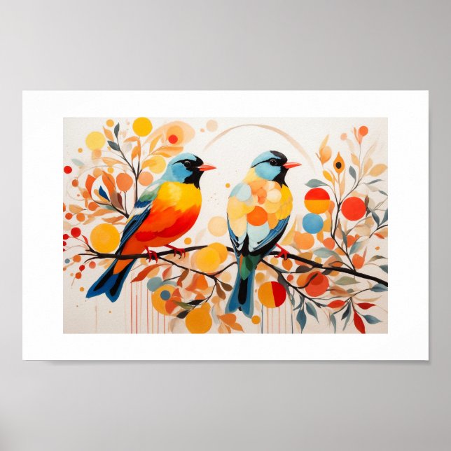 Póster Aves Abstractas En Una Sucursal (Frente)