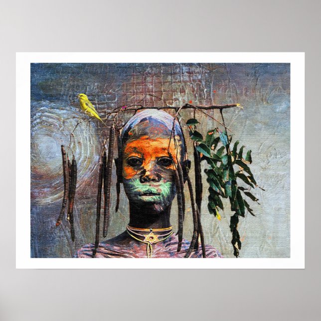 Póster Aves africanas - acuarela afrocéntrica (Frente)