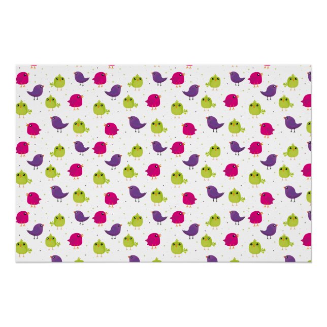 Póster Aves alegres y coloridas (Anverso)