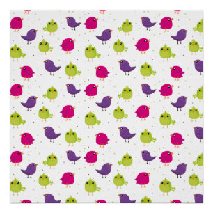 Póster Aves alegres y coloridas