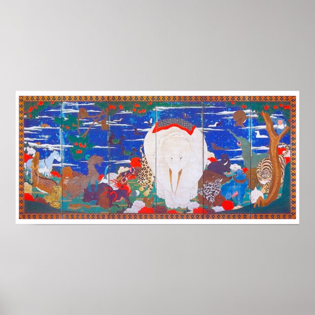 Póster Aves, animales y plantas (derecha) Jakuchū (Frente)