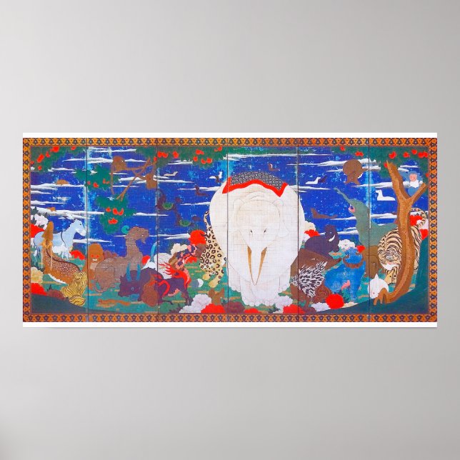 Póster Aves, animales y plantas florecientes (derecha)Jak (Frente)