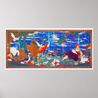 Aves, animales y plantas florecientes (izquierda) 