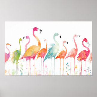 Póster Aves caprichosas de flamenco