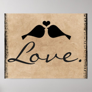 Póster Aves de amor de época