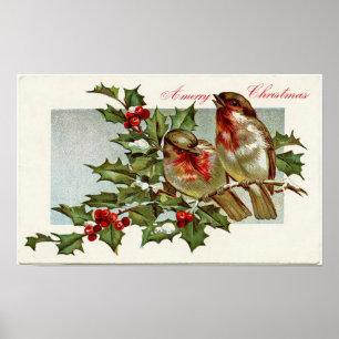 Póster Aves de época y Holly