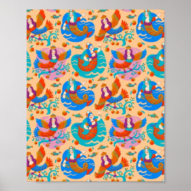 Póster Aves de fuego y sirenas (Frente)