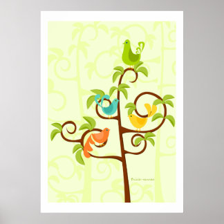 Póster Aves de un árbol