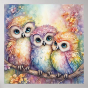 Póster Aves del Arcoiris Lechuzas 1