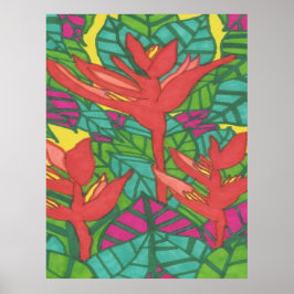 Póster Aves del paraíso de la jungla tropical