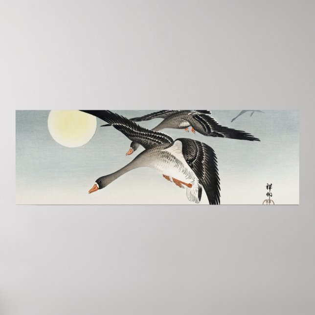 Póster Aves en plena luna por Ohara Koson (1900-1936) (Frente)