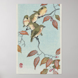 Póster Aves en una sucursal de Ohara Koson