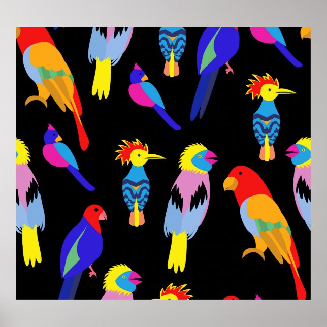 Póster Aves Exóticas Paraíso Patrón Turco (Frente)