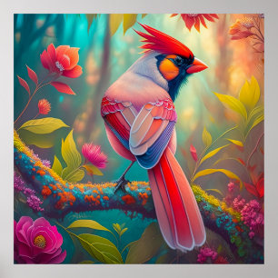 Póster Aves fantasmas Cardenal masculino
