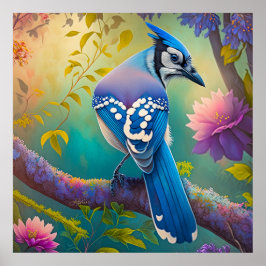 Póster Aves fantásticas Jay azul