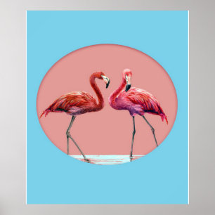 Póster Aves Flamingo En El Agua   Regalo Para Los Amantes