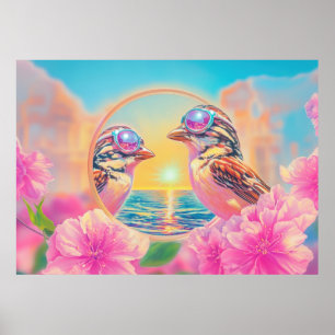 Póster Aves Guay con gafas de sol al atardecer