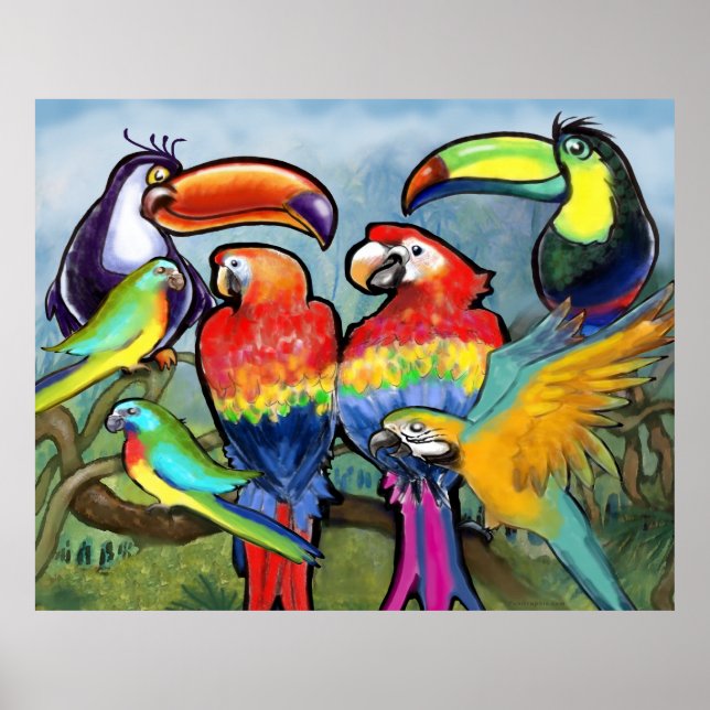 Póster Aves tropicales (Frente)