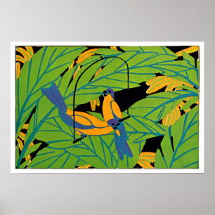 Póster Aves tropicales Art Decó de Seguí
