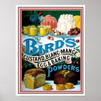 Póster Aves Vintage Custard, Huevo Blanc-Mange Y Po De Ho