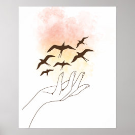 Póster Aves volando