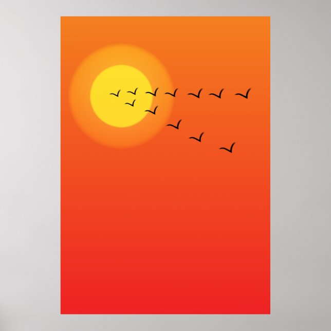 Póster Aves volando al sol (Frente)