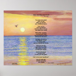 PÓSTER AVES Y BUQUES Y NUBES DE OCÉANO POEMA COLECTIBLE