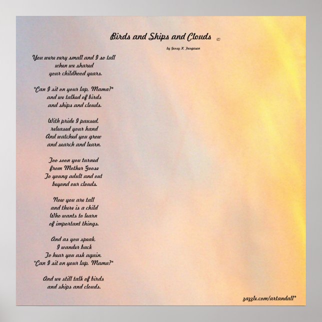 PÓSTER "AVES Y BUQUES Y NUBES POSTER DE POEMAS DE LA FAMI (Frente)