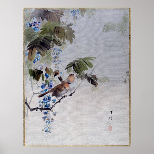 Póster Aves y flores de Watanabe Seitei (Frente)