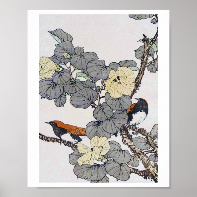Póster Aves y flores, Imao Keinen (Frente)