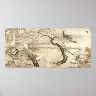 Póster Aves y flores por Sesshū Tōyō