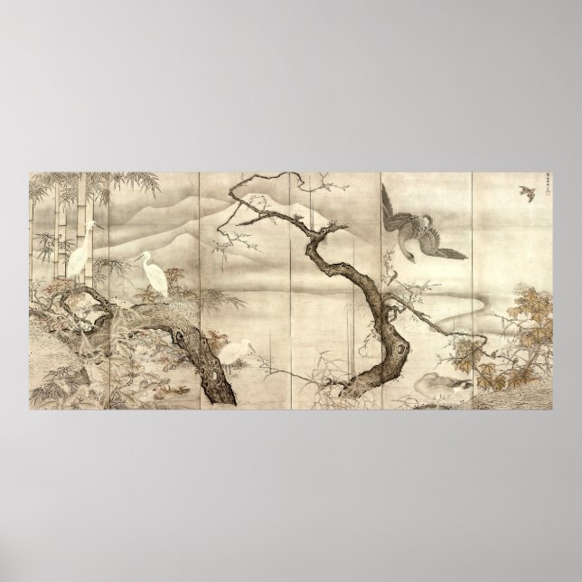 Póster Aves y flores por Sesshū Tōyō (Frente)