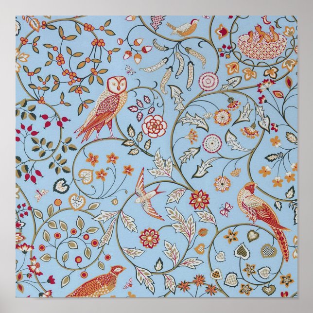 Póster Aves y flores, William Morris (Frente)