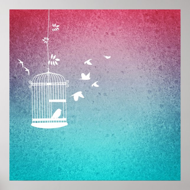 Póster Aves y jaulas de época (Frente)